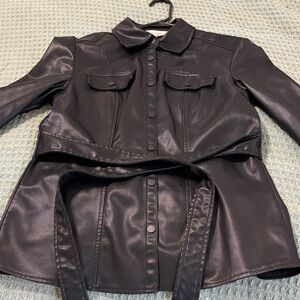Philosophy Black Leather Jacket with Belt